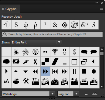 Glyphs in InDesign